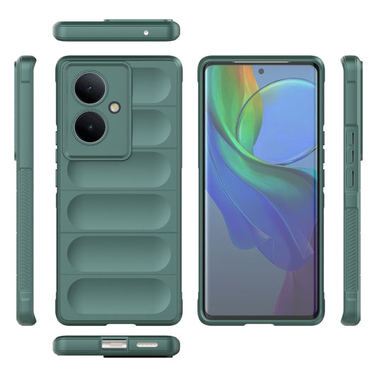 For vivo Y78+ Global Magic Shield TPU + Flannel Phone Case(Dark Green) by buy2fix