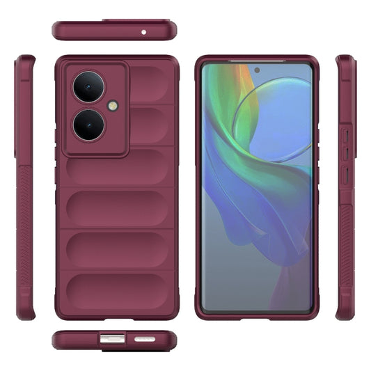 For vivo Y78+ Global Magic Shield TPU + Flannel Phone Case(Wine Red) by buy2fix