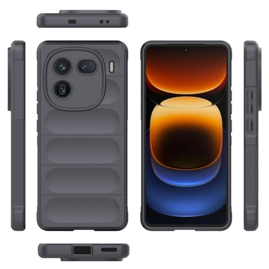 For vivo iQOO 12 5G Magic Shield TPU + Flannel Phone Case(Dark Grey) by buy2fix