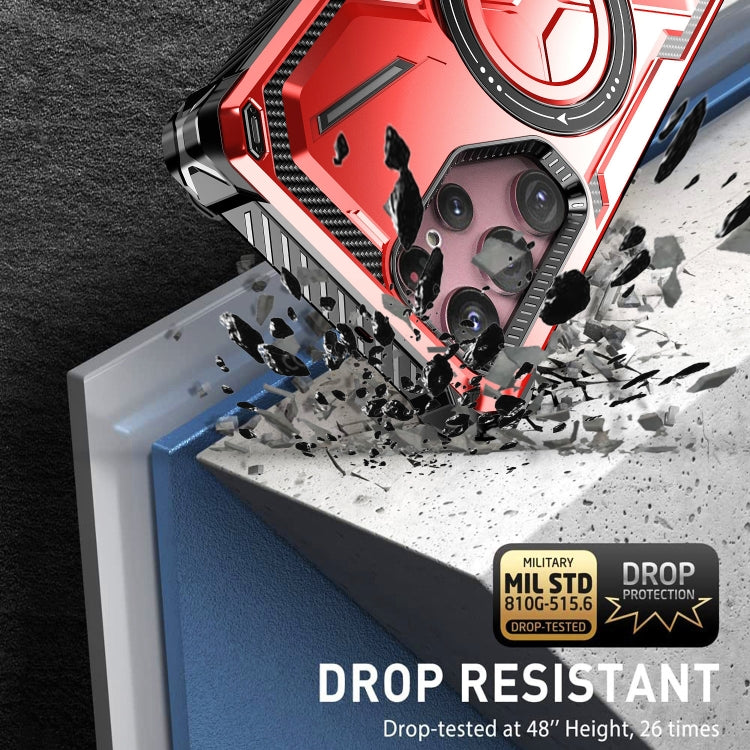 For Samsung Galaxy S22 Ultra 5G Armor Series Holder Phone Case(Red) by buy2fix