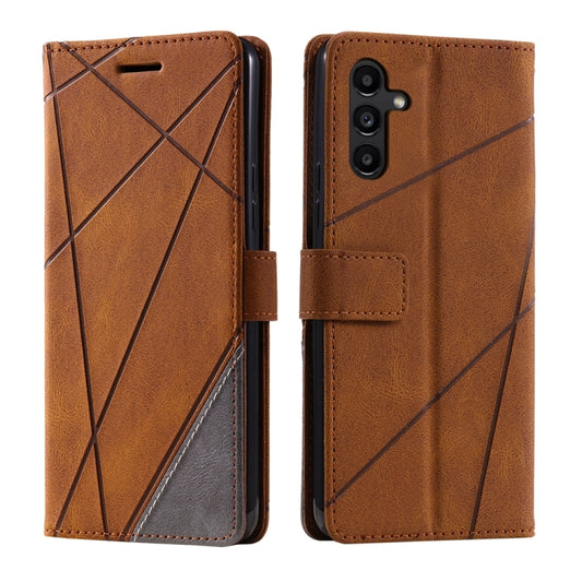 For Samsung Galaxy S24 5G Skin Feel Splicing Leather Phone Case(Brown) by buy2fix