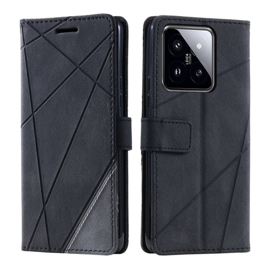 For Xiaomi 14 Skin Feel Splicing Leather Phone Case(Black) by buy2fix