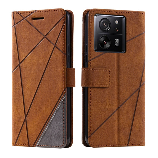 For Xiaomi 13T / Redmi K60 Ultra Skin Feel Splicing Leather Phone Case(Brown) by buy2fix