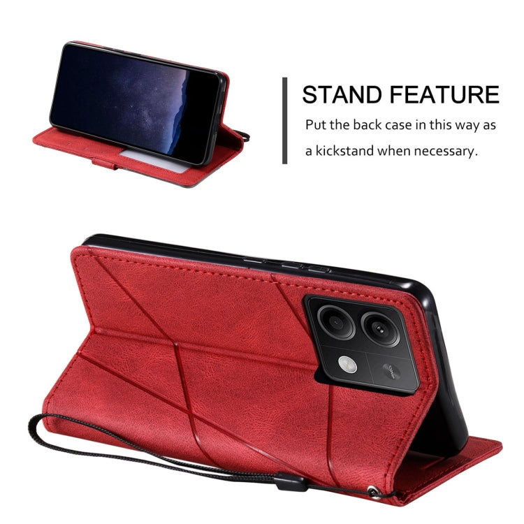 For Xiaomi Redmi Note 13 5G Skin Feel Splicing Leather Phone Case(Red) by buy2fix