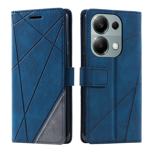 For Xiaomi Redmi Note 13 Pro 4G Skin Feel Splicing Leather Phone Case(Blue) by buy2fix