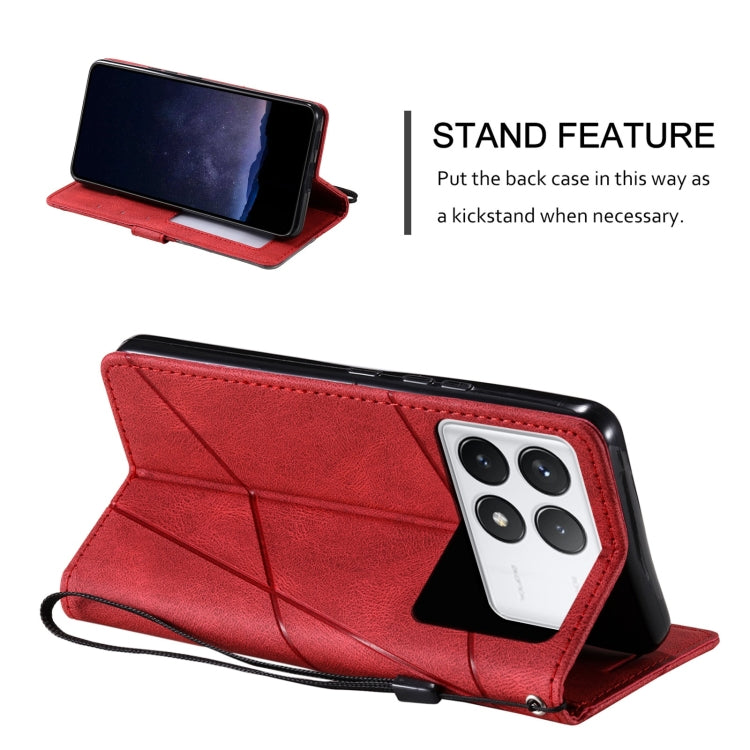 For Xiaomi Redmi K70E Skin Feel Splicing Leather Phone Case(Red) by buy2fix