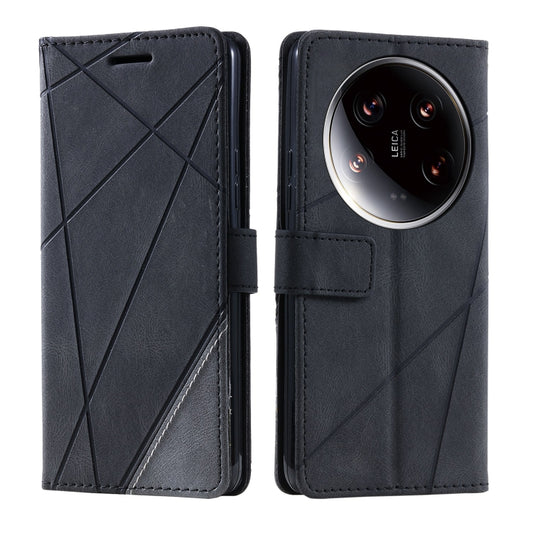 For Xiaomi 14 Ultra Skin Feel Splicing Leather Phone Case(Black) by buy2fix