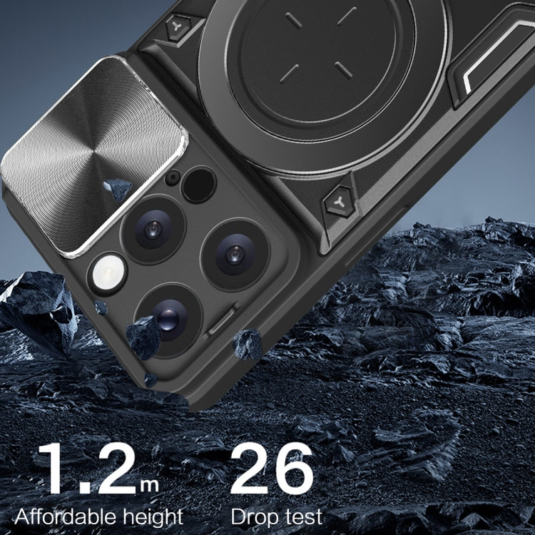 For iPhone 16 Pro CD Texture Sliding Camshield Magnetic Holder Phone Case(Purple) by buy2fix