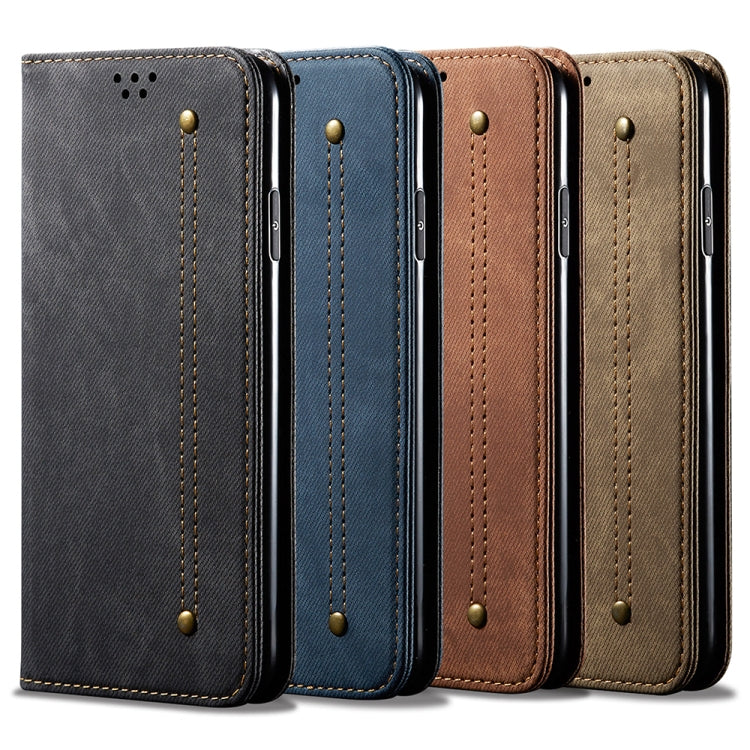 For Google Pixel 9 / 9 Pro Denim Texture Casual Style Horizontal Flip Leather Case(Khaki) by buy2fix