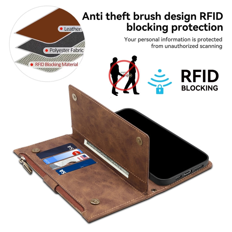 For Google Pixel 8A ESEBLE Retro Frosted RFID Flip Leather Phone Case(Brown) - Google Cases by ESEBLE | Online Shopping UK | buy2fix