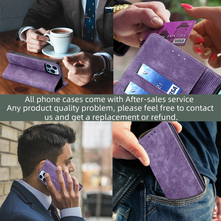 For Xiaomi Redmi Note 12S 4G RFID Anti-theft Brush Magnetic Leather Phone Case(Purple) by buy2fix