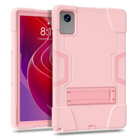 For Lenovo Tab M11/ Xiaoxin Pad 11 2024 Contrast Color Silicone Hybrid PC Tablet Case with Holder(Rose Gold) by buy2fix