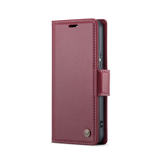 For Samsung Galaxy S22+ 5G CaseMe 023 Butterfly Buckle Litchi Texture RFID Anti-theft Leather Phone Case(Wine Red) by CaseMe
