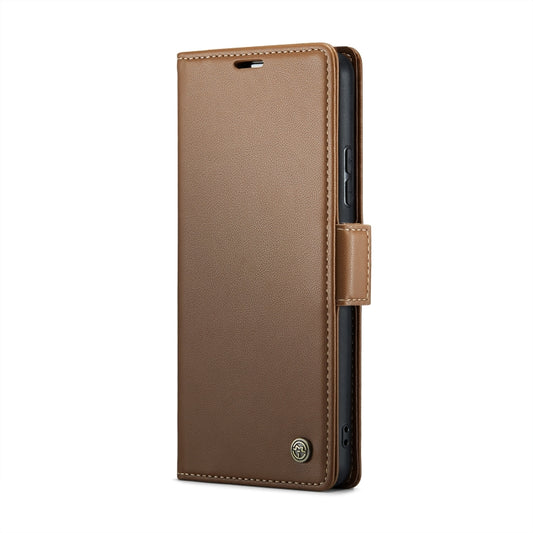 For Samsung Galaxy A53 CaseMe 023 Butterfly Buckle Litchi Texture RFID Anti-theft Leather Phone Case(Brown) by CaseMe