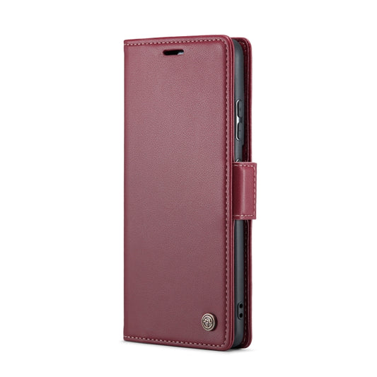 For Samsung Galaxy S21 Ultra 5G CaseMe 023 Butterfly Buckle Litchi Texture RFID Anti-theft Leather Phone Case(Wine Red) by CaseMe