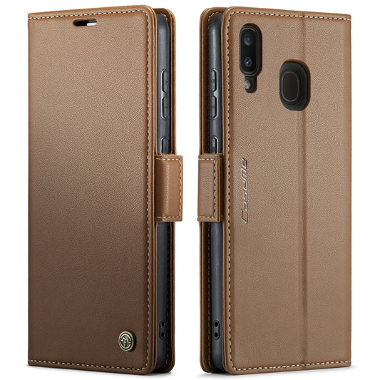 For Samsung Galaxy A40 CaseMe 023 Butterfly Buckle Litchi Texture RFID Anti-theft Leather Phone Case(Brown) by CaseMe