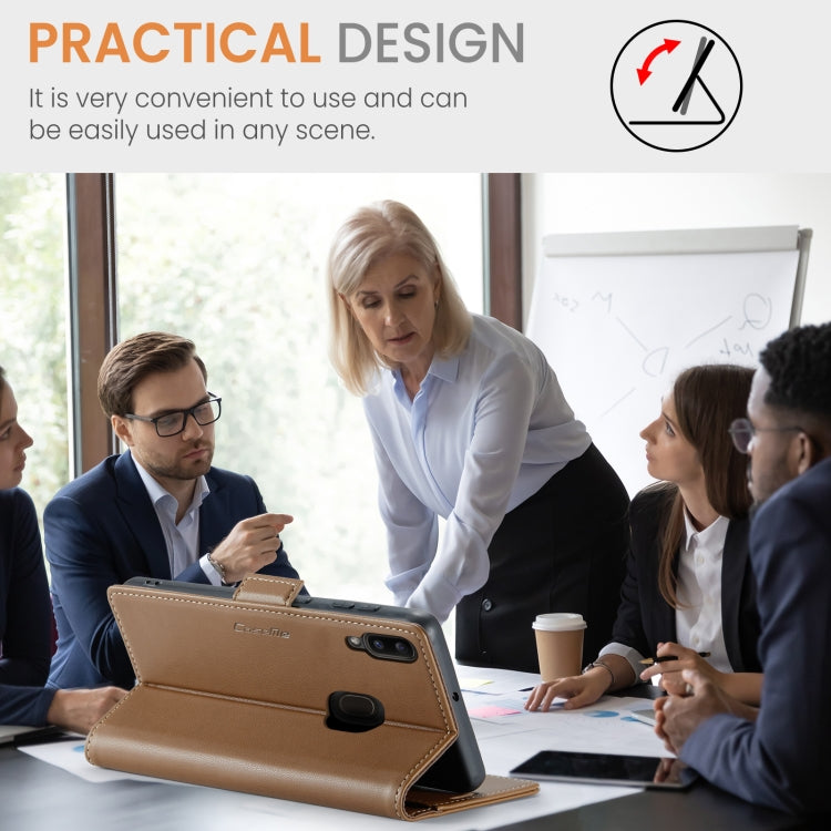 For Samsung Galaxy A40 CaseMe 023 Butterfly Buckle Litchi Texture RFID Anti-theft Leather Phone Case(Brown) by CaseMe