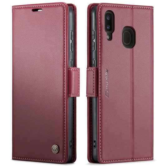 For Samsung Galaxy A40 CaseMe 023 Butterfly Buckle Litchi Texture RFID Anti-theft Leather Phone Case(Wine Red) by CaseMe
