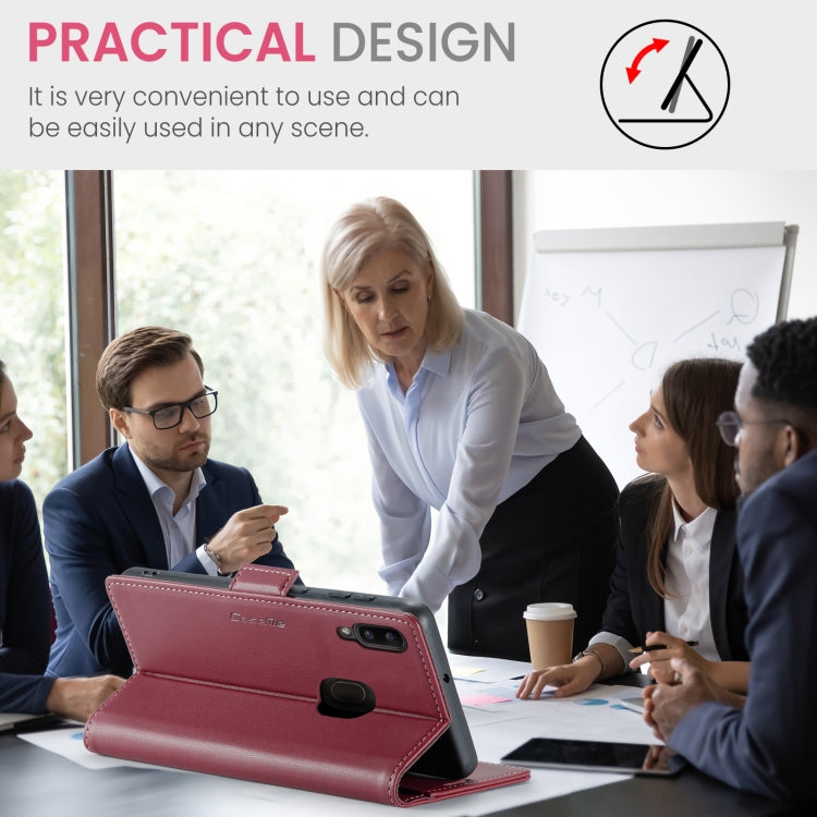 For Samsung Galaxy A40 CaseMe 023 Butterfly Buckle Litchi Texture RFID Anti-theft Leather Phone Case(Wine Red) by CaseMe