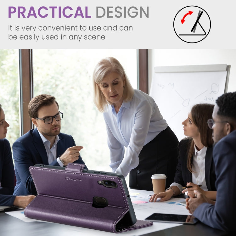 For Samsung Galaxy A40 CaseMe 023 Butterfly Buckle Litchi Texture RFID Anti-theft Leather Phone Case(Pearly Purple) by CaseMe