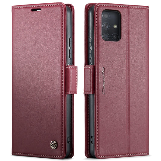 For Samsung Galaxy A71 4G CaseMe 023 Butterfly Buckle Litchi Texture RFID Anti-theft Leather Phone Case(Wine Red) by CaseMe
