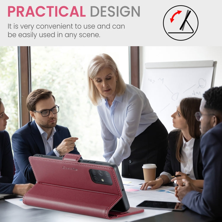 For Samsung Galaxy A71 4G CaseMe 023 Butterfly Buckle Litchi Texture RFID Anti-theft Leather Phone Case(Wine Red) by CaseMe