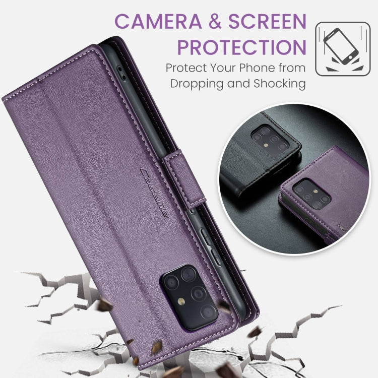 For Samsung Galaxy A51 4G/M40s CaseMe 023 Butterfly Buckle Litchi Texture RFID Anti-theft Leather Phone Case(Pearly Purple) by CaseMe