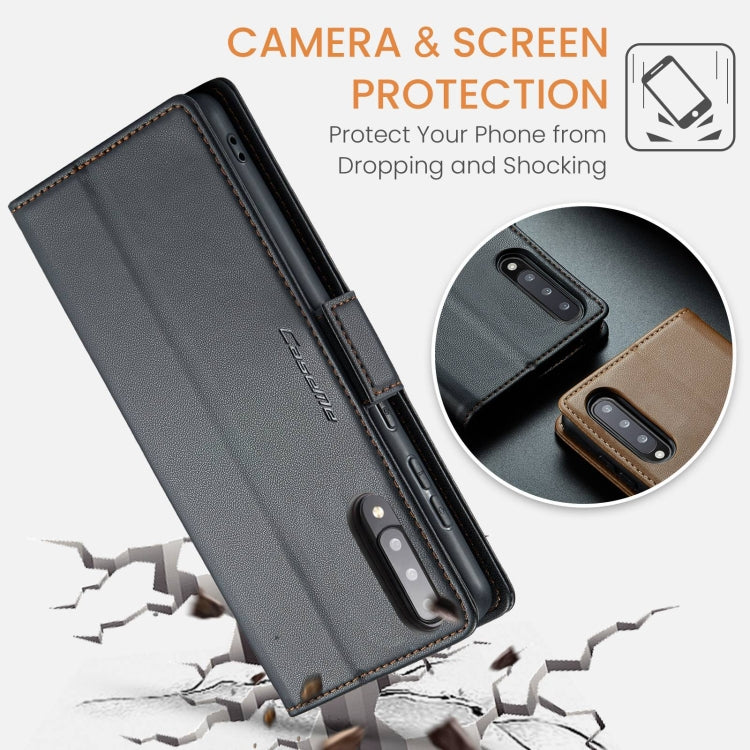 For Samsung Galaxy A70/A70s CaseMe 023 Butterfly Buckle Litchi Texture RFID Anti-theft Leather Phone Case(Black) by CaseMe