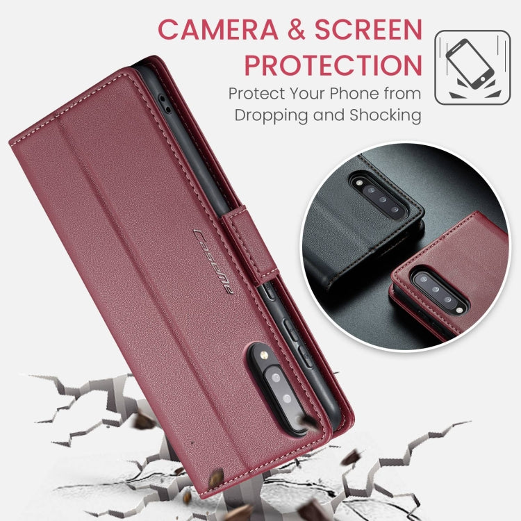 For Samsung Galaxy A70/A70s CaseMe 023 Butterfly Buckle Litchi Texture RFID Anti-theft Leather Phone Case(Wine Red) by CaseMe