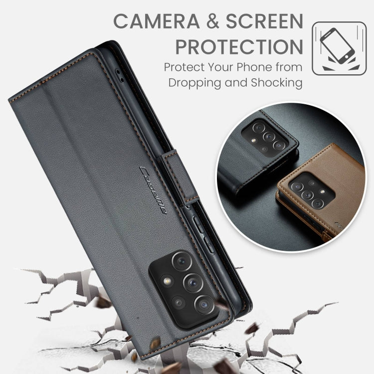 For Samsung Galaxy A72 CaseMe 023 Butterfly Buckle Litchi Texture RFID Anti-theft Leather Phone Case(Black) by CaseMe