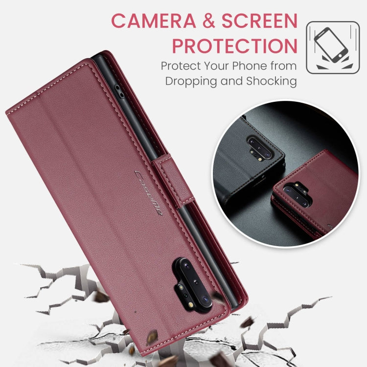 For Samsung Galaxy Note10+ CaseMe 023 Butterfly Buckle Litchi Texture RFID Anti-theft Leather Phone Case(Wine Red) by CaseMe