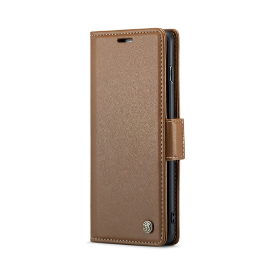 For Samsung Galaxy S10+ CaseMe 023 Butterfly Buckle Litchi Texture RFID Anti-theft Leather Phone Case(Brown) by CaseMe