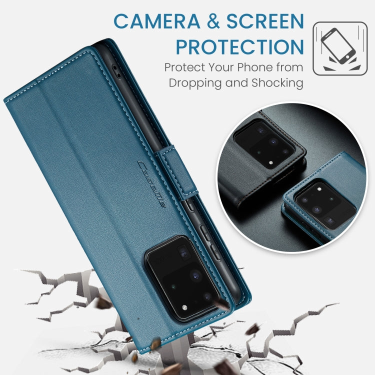 For Samsung Galaxy S20 Ultra CaseMe 023 Butterfly Buckle Litchi Texture RFID Anti-theft Leather Phone Case(Blue) by CaseMe