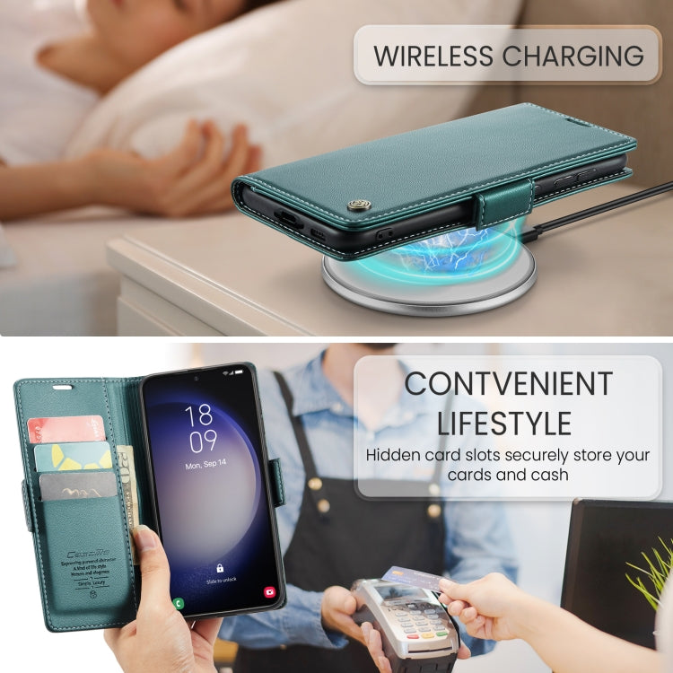 For Samsung Galaxy S24 CaseMe 023 Butterfly Buckle Litchi Texture RFID Anti-theft Leather Phone Case(Pearly Blue) by CaseMe