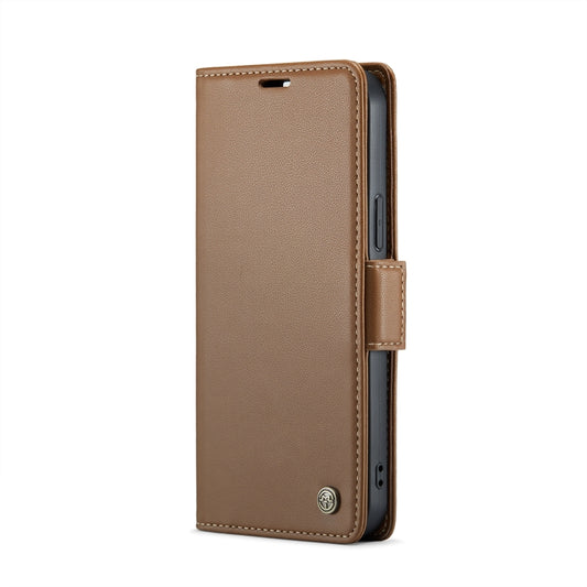 For iPhone 12 / 12 Pro CaseMe 023 Butterfly Buckle Litchi Texture RFID Anti-theft Leather Phone Case(Brown) by CaseMe