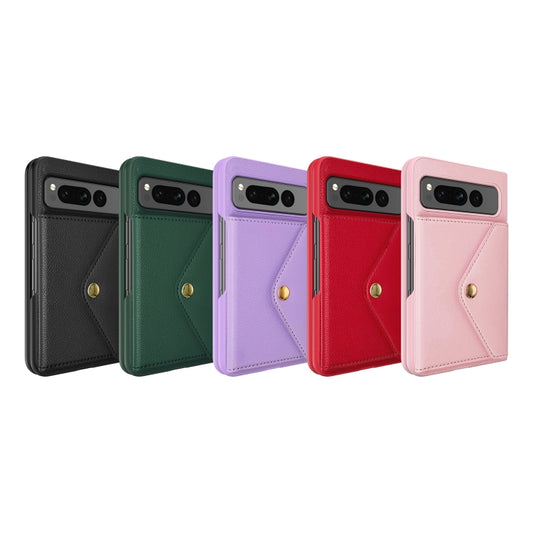 For Google Pixel Fold Litchi Texture Integrated Phone Case with Card Bag(Purple) by buy2fix