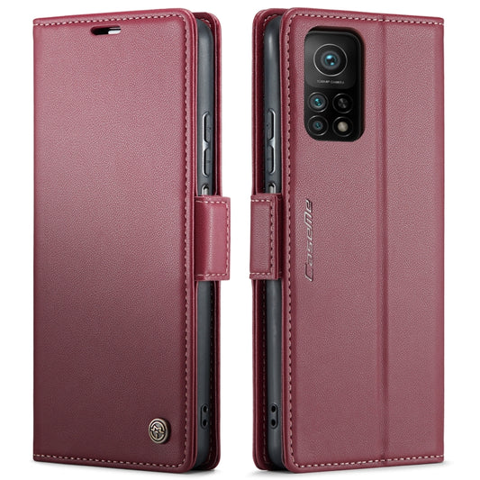 For Xiaomi Mi 10T 5G/10T Pro 5G CaseMe 023 Butterfly Buckle Litchi Texture RFID Anti-theft Leather Phone Case(Wine Red) by CaseMe