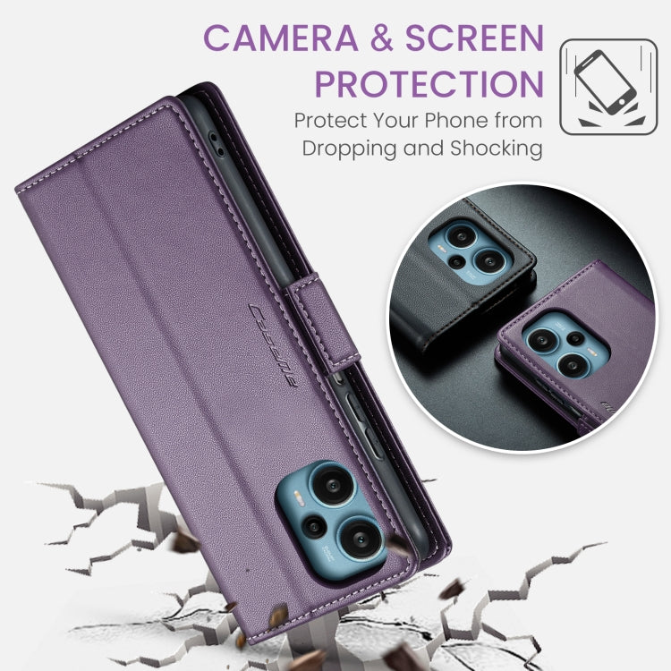 For Xiaomi Poco F5 5G/Redmi Note 12 Turbo 5G CaseMe 023 Butterfly Buckle Litchi Texture RFID Anti-theft Leather Phone Case(Pearly Purple) by CaseMe