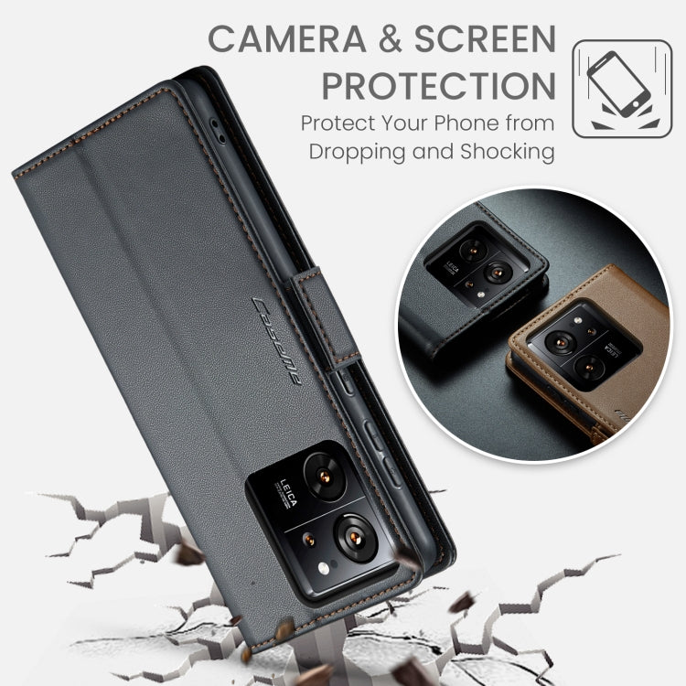 For Xiaomi 13T/13T Pro CaseMe 023 Butterfly Buckle Litchi Texture RFID Anti-theft Leather Phone Case(Black) by CaseMe