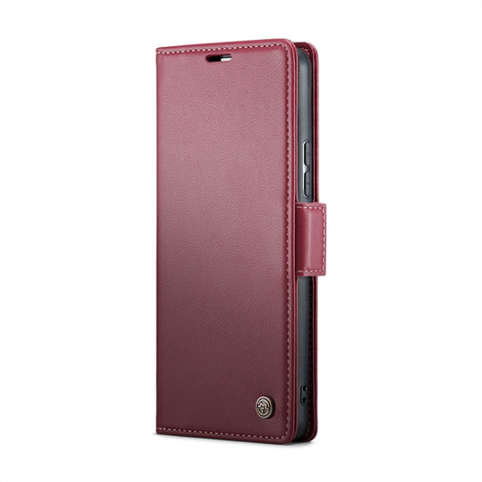 For Xiaomi 13T/13T Pro CaseMe 023 Butterfly Buckle Litchi Texture RFID Anti-theft Leather Phone Case(Wine Red) by CaseMe