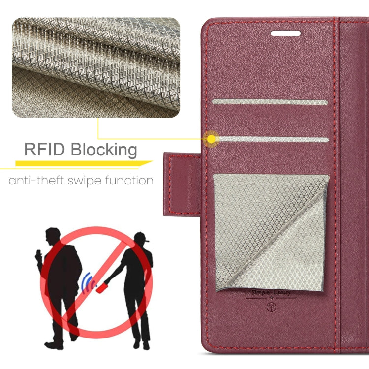 For Xiaomi 14 CaseMe 023 Butterfly Buckle Litchi Texture RFID Anti-theft Leather Phone Case(Wine Red) by CaseMe