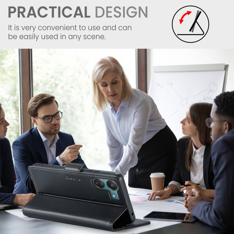 For Xiaomi Poco C65 4G CaseMe 023 Butterfly Buckle Litchi Texture RFID Anti-theft Leather Phone Case(Black) by CaseMe