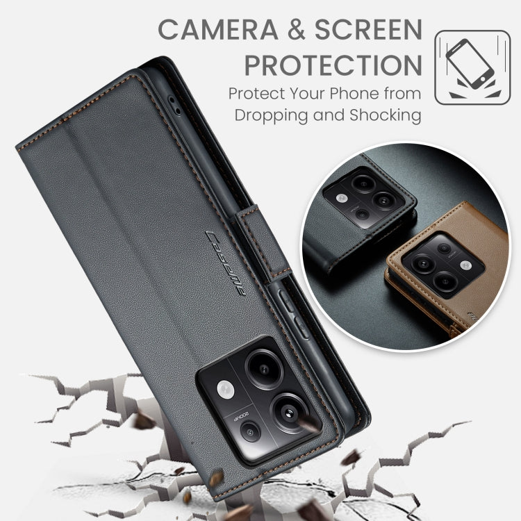 For Xiaomi Poco X6 5G CaseMe 023 Butterfly Buckle Litchi Texture RFID Anti-theft Leather Phone Case(Black) by CaseMe