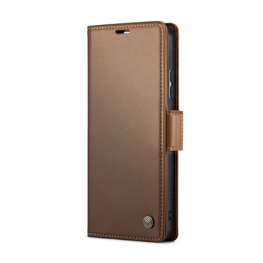 For Xiaomi Redmi Note 13 Pro+ 5G CaseMe 023 Butterfly Buckle Litchi Texture RFID Anti-theft Leather Phone Case(Brown) by CaseMe