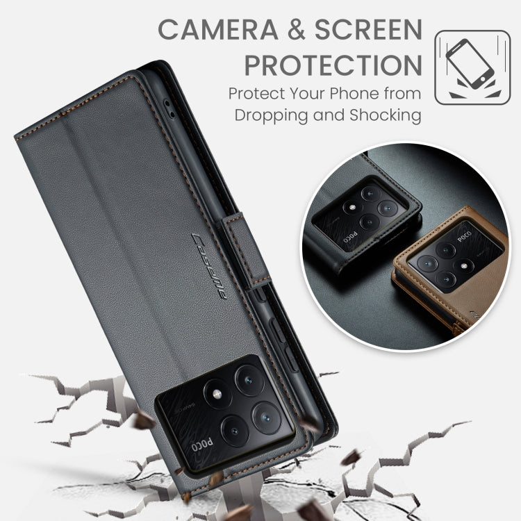 For Xiaomi Poco X6 Pro 5G/Redmi K70E 5G CaseMe 023 Butterfly Buckle Litchi Texture RFID Anti-theft Leather Phone Case(Black) by CaseMe