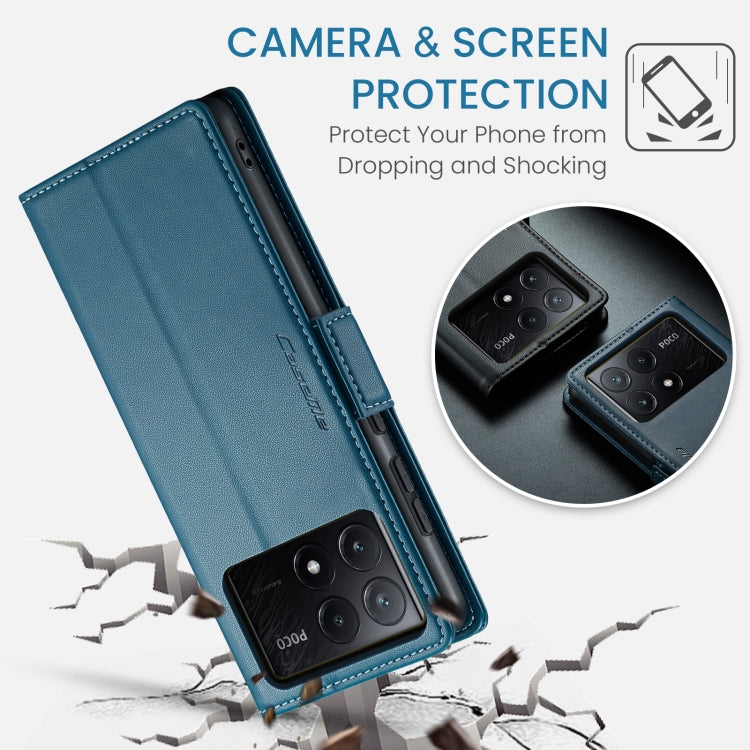 For Xiaomi Poco X6 Pro 5G/Redmi K70E 5G CaseMe 023 Butterfly Buckle Litchi Texture RFID Anti-theft Leather Phone Case(Blue) by CaseMe