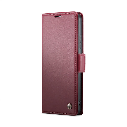 For Xiaomi Redmi Note 13 4G CaseMe 023 Butterfly Buckle Litchi Texture RFID Anti-theft Leather Phone Case(Wine Red) by CaseMe