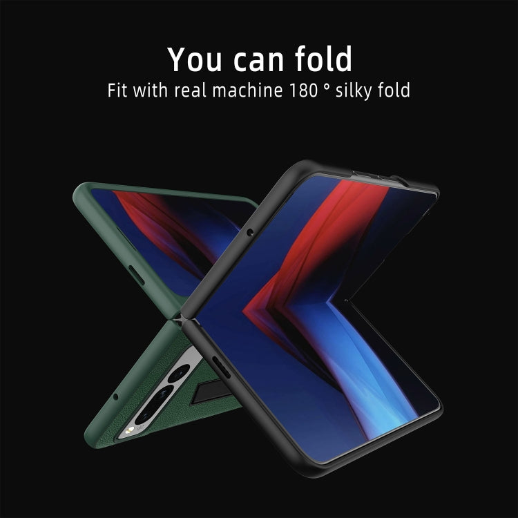 For Google Pixel Fold Litchi Texture Integrated Shockproof Phone Case with Holder(Pink) by buy2fix