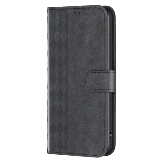 For Xiaomi Redmi Note 13 Pro+ 5G Plaid Embossed Leather Phone Case(Black) by buy2fix