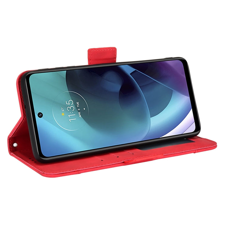 For Motorola Moto G52J 5G Skin Feel Calf Texture Card Slots Leather Phone Case(Red) by buy2fix